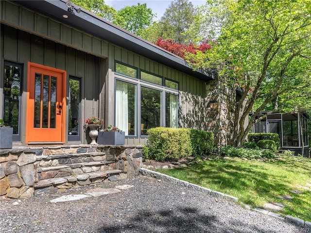 95 Shinar Mountain Rd, Washington, CT 06794 - exterior space with stone siding and a yard