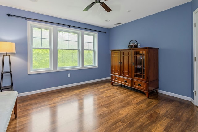 4 Aunt Park Ln, Newtown, CT 06470 - unfurnished room featuring dark wood-style floors, ceiling fan, and baseboards