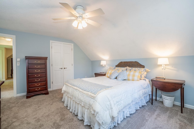 440 Huckleberry Hill Rd, Avon, CT 06001 - carpeted bedroom with lofted ceiling, a closet, a ceiling fan, and baseboards