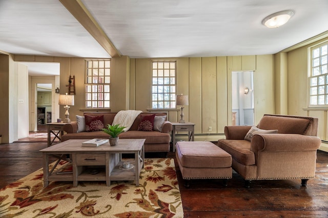 1696 Main St, Glastonbury, CT 06033 - living area featuring hardwood / wood-style floors and beam ceiling
