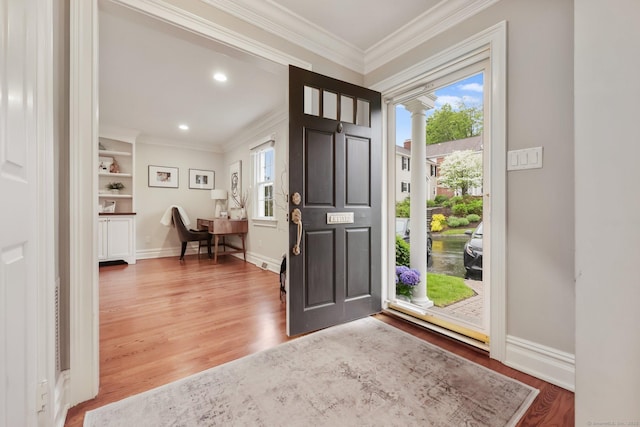 123 Richmond Hill Rd Unit 20, New Canaan, CT 06840 - foyer entrance with ornamental molding, wood finished floors, baseboards, and recessed lighting