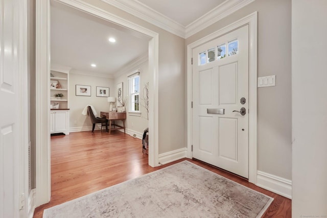 123 Richmond Hill Rd Unit 20, New Canaan, CT 06840 - foyer entrance featuring crown molding, wood finished floors, baseboards, and recessed lighting