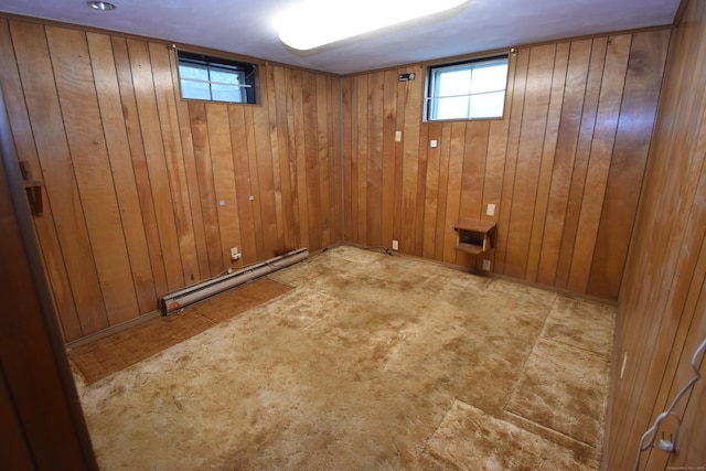 299 Valley Rd, North Branford, CT 06471 - below grade area featuring baseboard heating and wooden walls