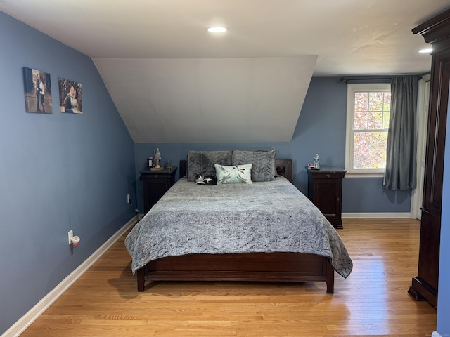 30 May St, Meriden, CT 06451 - bedroom featuring light wood-style flooring, baseboards, lofted ceiling, and recessed lighting