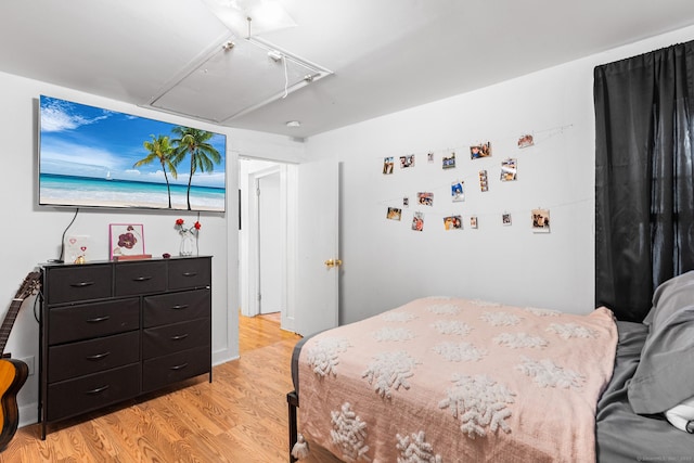 77 Cedar St, Norwalk, CT 06854 - bedroom featuring attic access and light wood finished floors