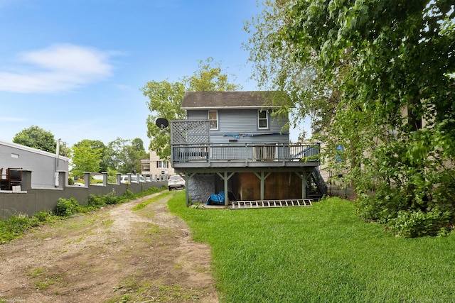 77 Cedar St, Norwalk, CT 06854 - back of house featuring a deck, stairway, a yard, and dirt driveway