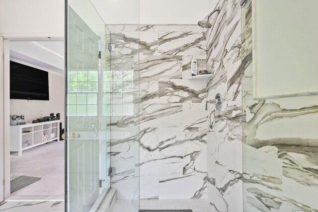 260 Range Rd, Fairfield, CT 06890 - full bath featuring a marble finish shower and marble tiled floors