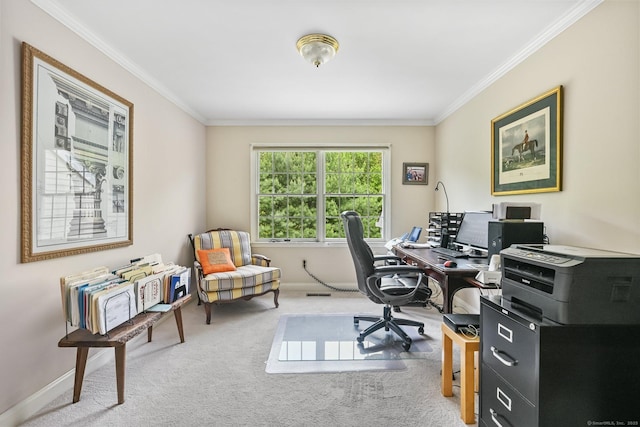 260 Range Rd, Fairfield, CT 06890 - home office with ornamental molding, carpet, and baseboards