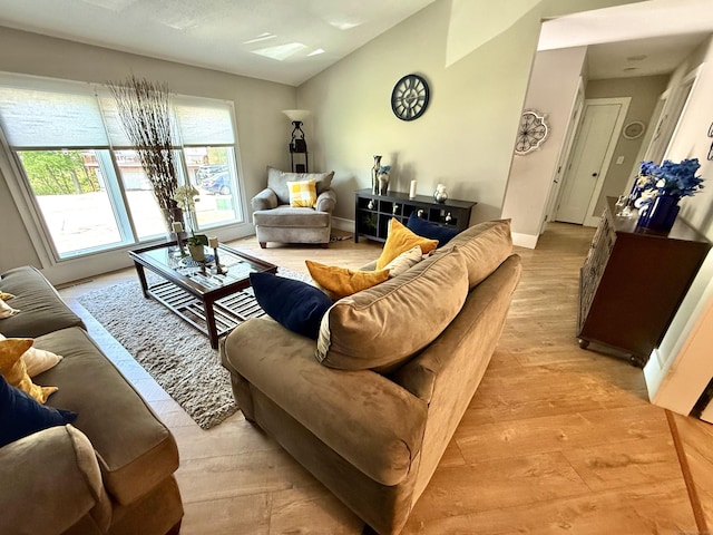 living area featuring light wood-style flooring