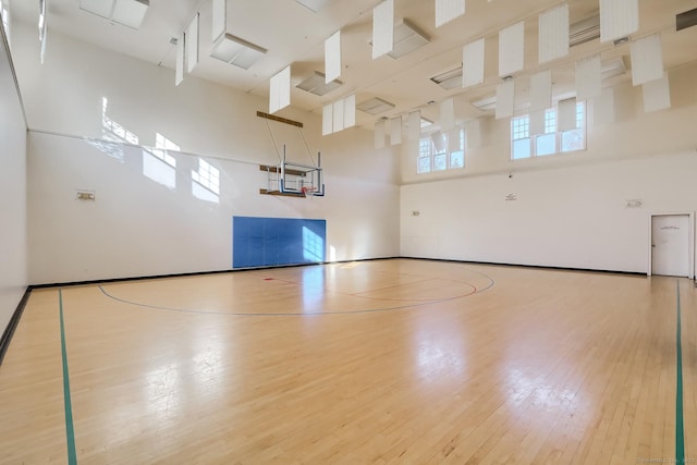 view of basketball court featuring basketball hoop