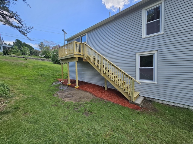 1 Arlington Hts, Norwich, CT 06360 - rear view of property with stairs, a deck, and a yard