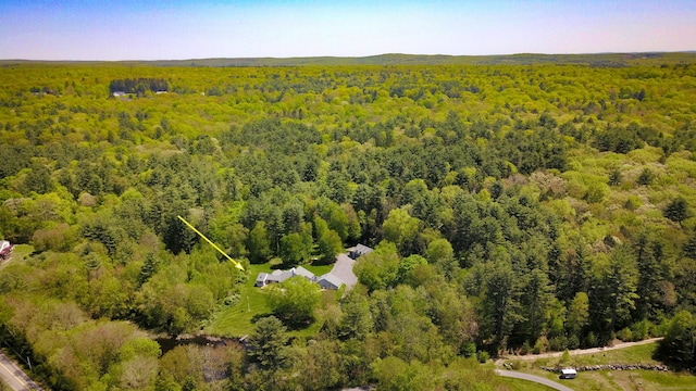drone / aerial view of a heavily wooded area