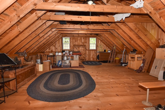 view of unfinished attic