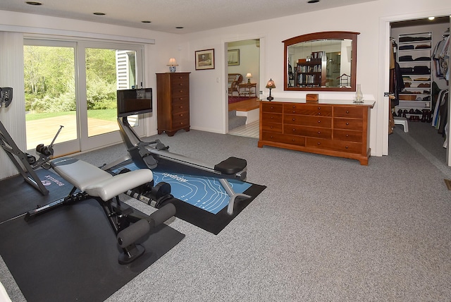 workout room with carpet floors
