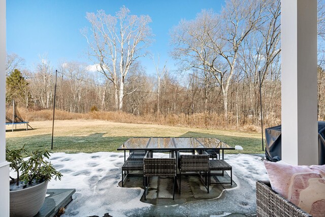 100 Georgetown Rd, Weston, CT 06883 - view of patio featuring a trampoline and outdoor dining area