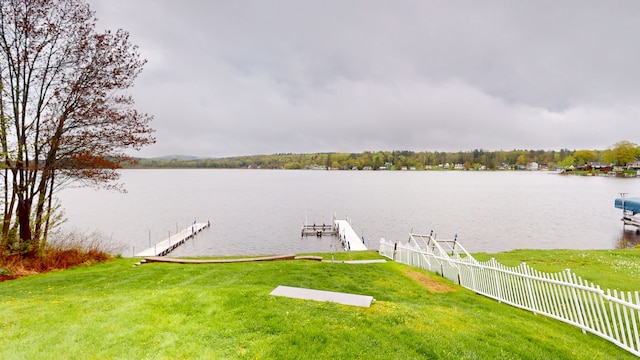 dock area with a water view