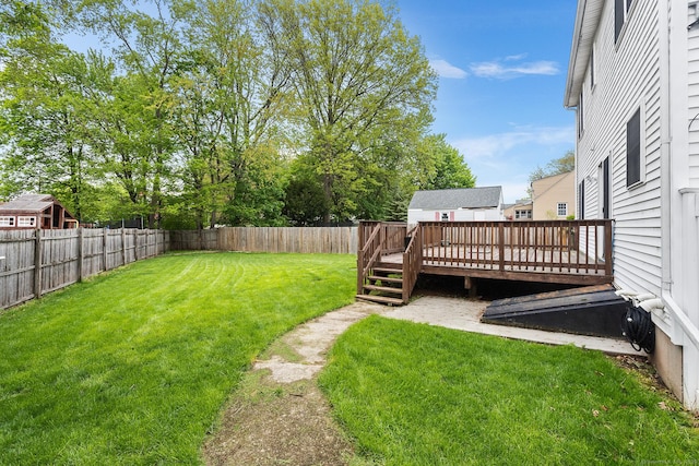 view of yard with a deck
