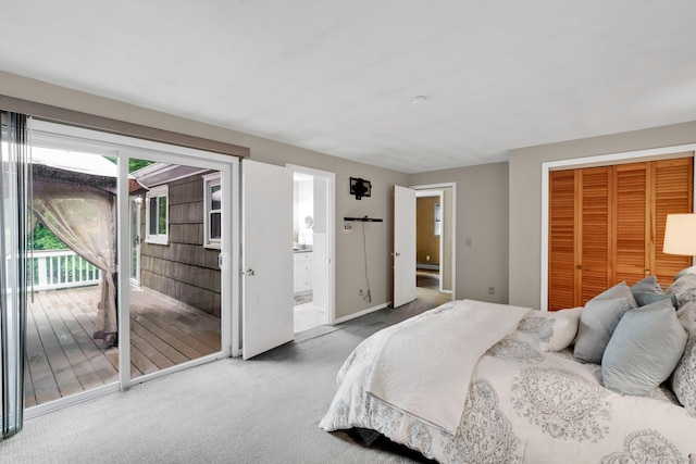 451 Jones Hollow Rd, Marlborough, CT 06447 - bedroom featuring carpet, access to exterior, a closet, and ensuite bath