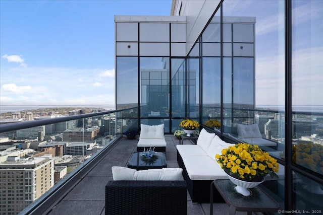 balcony with a view of city