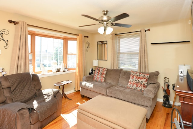 61 Kenyon Cir, New Britain, CT 06053 - living room featuring ceiling fan, a healthy amount of sunlight, and wood finished floors