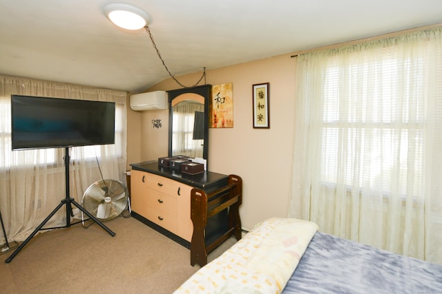 61 Kenyon Cir, New Britain, CT 06053 - carpeted bedroom featuring lofted ceiling and a wall mounted AC