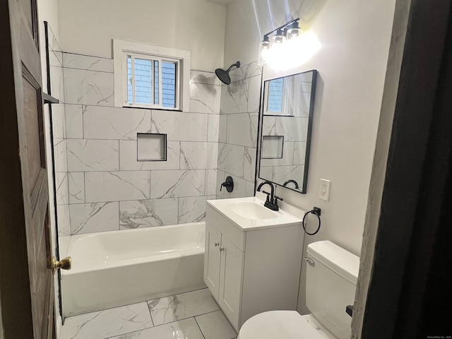 78-80 Cabot St, Hartford, CT 06154 - bathroom featuring marble finish floors, toilet, vanity, and shower / bathtub combination