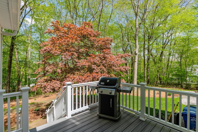 deck featuring area for grilling