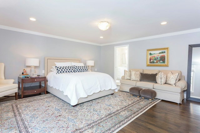 38 Heritage Hill Rd Unit 38, New Canaan, CT 06840 - bedroom featuring ornamental molding, wood finished floors, recessed lighting, connected bathroom, and baseboards