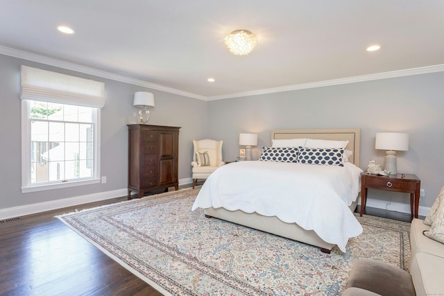 38 Heritage Hill Rd Unit 38, New Canaan, CT 06840 - bedroom with ornamental molding, baseboards, wood finished floors, and recessed lighting