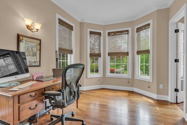 61 Governors Way, Madison, CT 06443 - office area featuring wood-type flooring, baseboards, and ornamental molding
