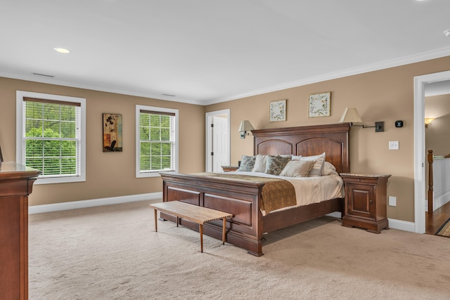 61 Governors Way, Madison, CT 06443 - bedroom featuring ornamental molding, light carpet, and baseboards