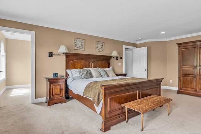 61 Governors Way, Madison, CT 06443 - bedroom featuring light carpet, baseboards, crown molding, and recessed lighting