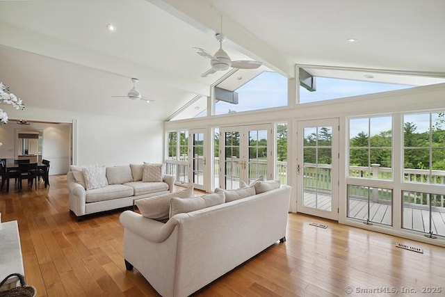 2 Aspetuck Hill Ln, Weston, CT 06883 - living area featuring a ceiling fan, healthy amount of natural light, and wood finished floors
