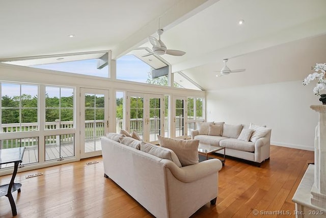 2 Aspetuck Hill Ln, Weston, CT 06883 - living area with ceiling fan, hardwood / wood-style flooring, and baseboards