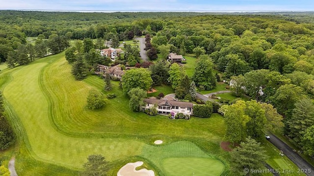 2 Aspetuck Hill Ln, Weston, CT 06883 - drone / aerial view of a heavily wooded area and a local golf course