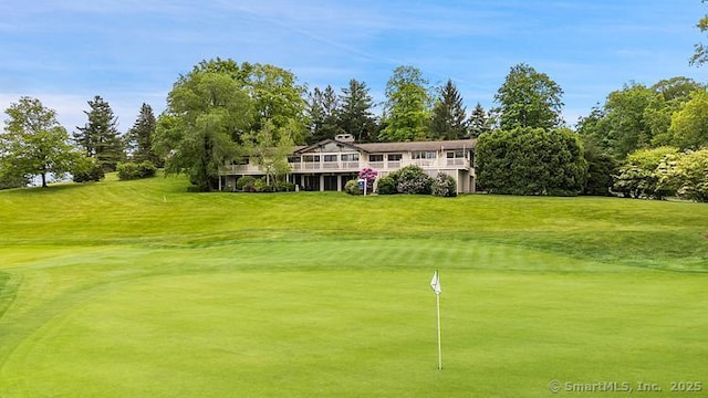 2 Aspetuck Hill Ln, Weston, CT 06883 - view of home's community with a lawn, golf course view, and a putting area