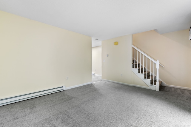 63 Summit St Apt 16, Manchester, CT 06040 - carpeted empty room with stairway, a baseboard heating unit, and baseboards