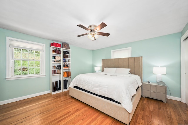 108 Fox Den Rd, Bristol, CT 06010 - bedroom featuring baseboards, wood finished floors, a ceiling fan, and a closet