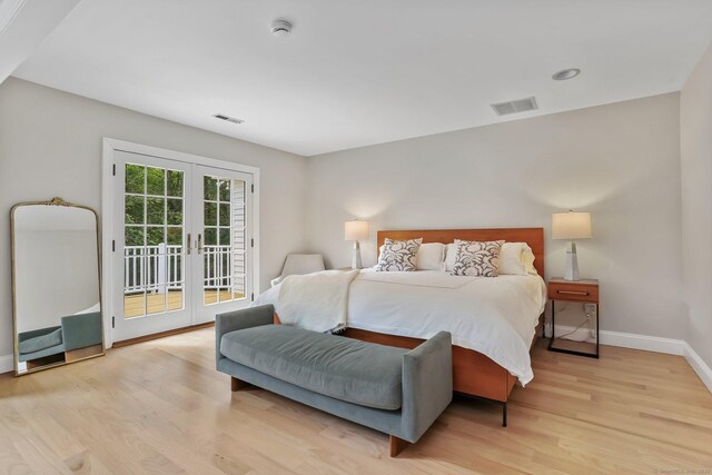 681 Old Stamford Rd, New Canaan, CT 06840 - bedroom featuring access to outside, baseboards, wood finished floors, and french doors