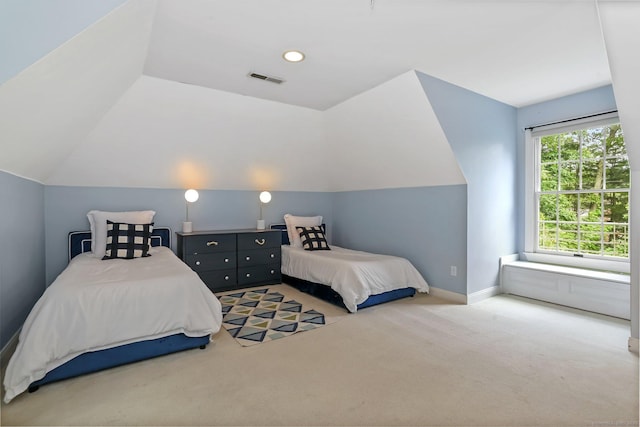 681 Old Stamford Rd, New Canaan, CT 06840 - bedroom with carpet flooring, lofted ceiling, and baseboards