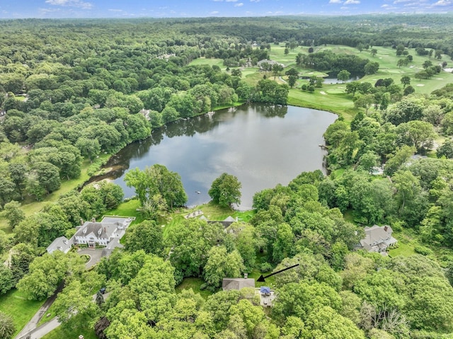 681 Old Stamford Rd, New Canaan, CT 06840 - aerial overview of property's location with a nearby body of water and a heavily wooded area