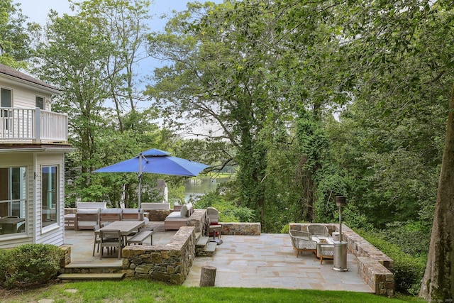 681 Old Stamford Rd, New Canaan, CT 06840 - view of patio with an outdoor living space and a balcony