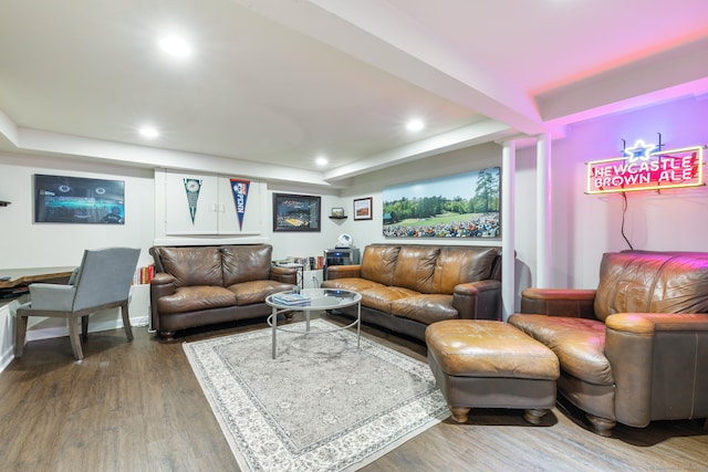 85 5th St, Stamford, CT 06905 - living room featuring wood finished floors and recessed lighting