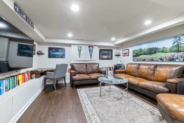 85 5th St, Stamford, CT 06905 - living room with dark wood finished floors and recessed lighting