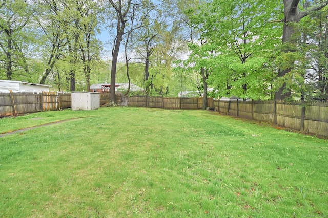 view of yard with a shed and an outdoor structure