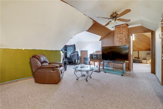 19 5th St, Ansonia, CT 06401 - carpeted living room with a ceiling fan and lofted ceiling