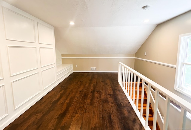 279 New Haven Ave Apt H, Milford, CT 06460 - corridor with vaulted ceiling, dark wood finished floors, recessed lighting, and baseboards