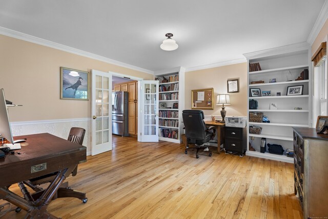 9 Benham Hill Pl, Hamden, CT 06514 - office space featuring french doors, light wood-style floors, and ornamental molding