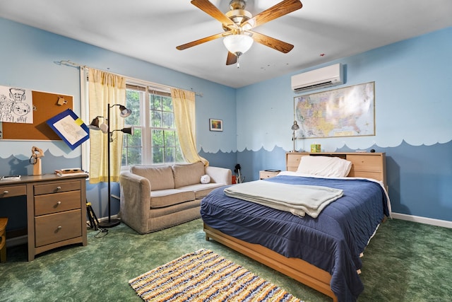 9 Benham Hill Pl, Hamden, CT 06514 - carpeted bedroom with an AC wall unit and ceiling fan