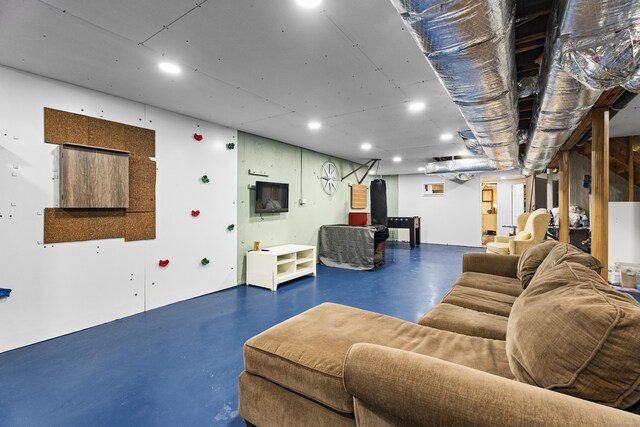 9 Benham Hill Pl, Hamden, CT 06514 - living area with concrete flooring and recessed lighting